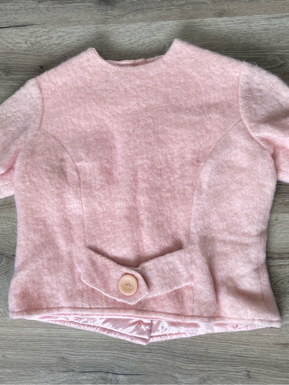 Vintage 1960s Bobbie Brooks Pink Angora Wool Skirt Suit Set USA Women's 2 Pc - Picture 5 of 12